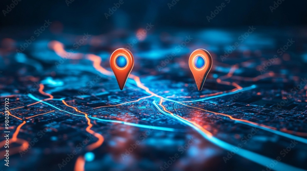 Map highlighting specific locations for efficient route planning and ...