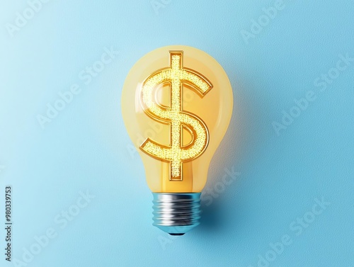 Creative light bulb with a dollar sign symbolizes innovative money-making ideas and financial growth in a modern design.