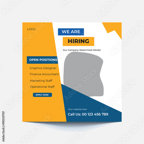 We are hiring job vacancy Social Media Post Or Instagram Promotional Social Media Square Banner And Square Flyer Template Design