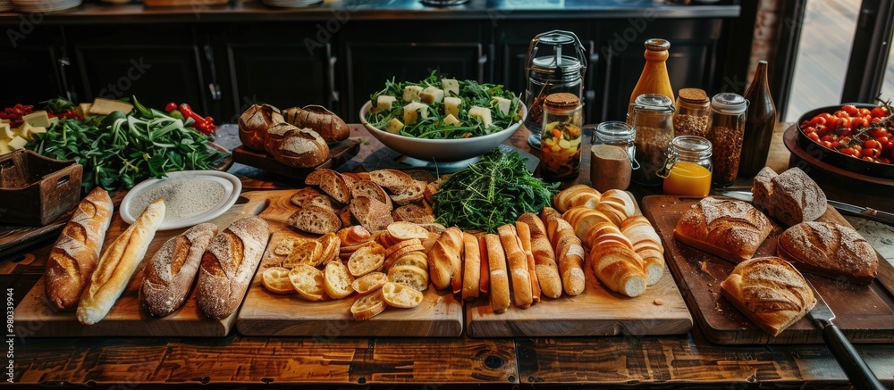 A Bread Buffet On A Chopping Board A Bread Buffet On A Chopping Board