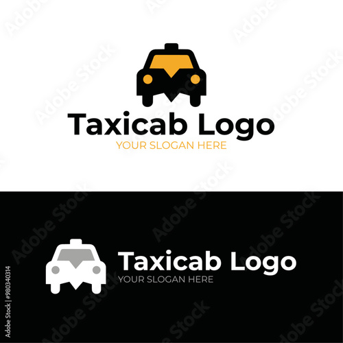 Taxi Service company logo with witch white and back background