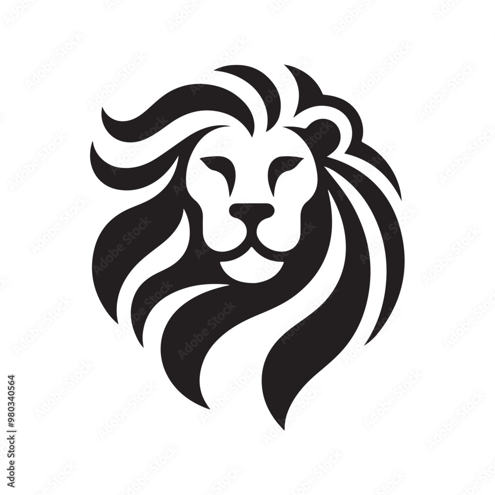 Fototapeta premium Lion face logo silhouette.