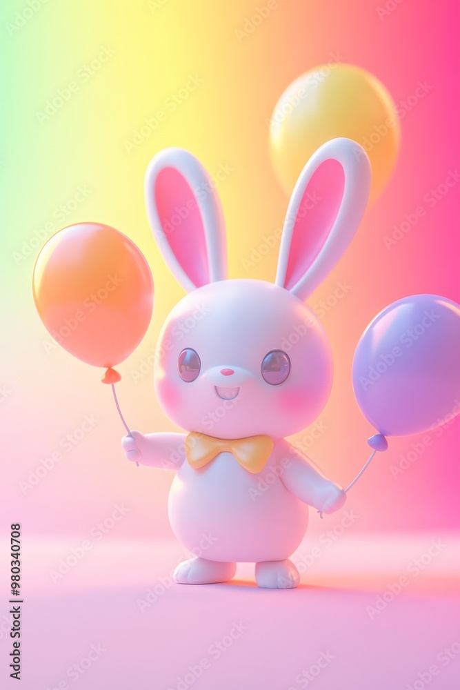 Cute Bunny with Balloons. Cute Bunny with Balloons.