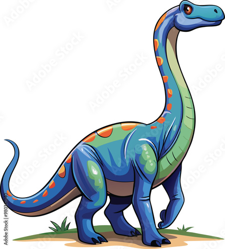 Brachiosaurus dinosaur sticker vector design