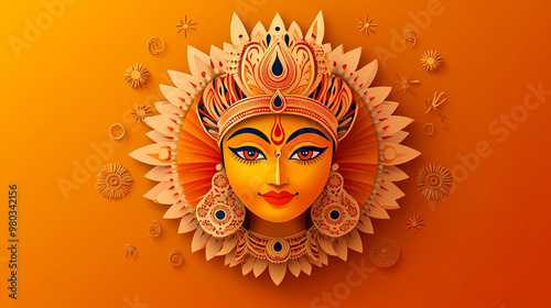 Beautiful Durga Puja and Happy navratri Indian festival decorative background