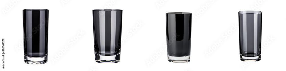 Set of empty glasses in various styles, showcasing modern design and clarity, perfect for beverage presentations. transparent background Set of empty glasses in various styles, showcasing modern design and clarity, perfect for beverage presentations. transparent background