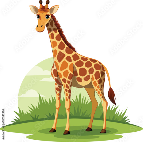 Giraffe mascot sticker vector design