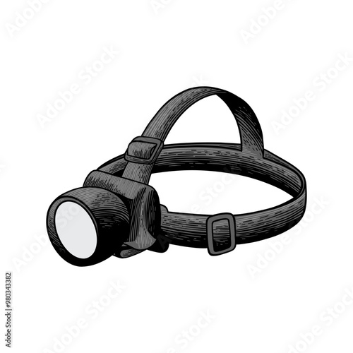 hand drawn flashlight headlamp colored illustration