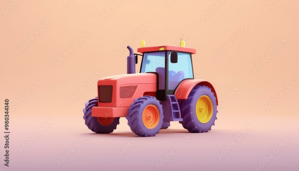 Obraz premium A colorful cartoon-style tractor design, perfect for agricultural themes, children's books, or educational materials.
