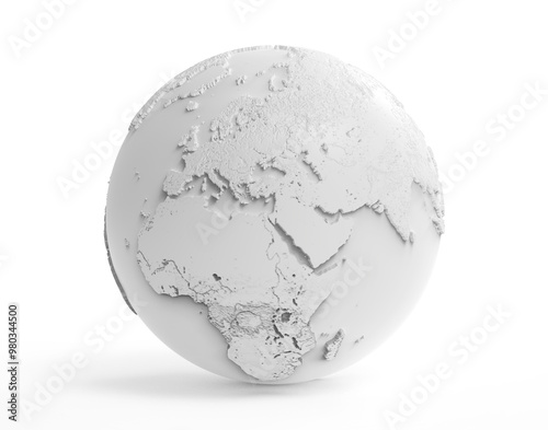 Принти на полотні 3D Realistic Grey Earth Globe Europe Asia Africa isolated Transparent Background