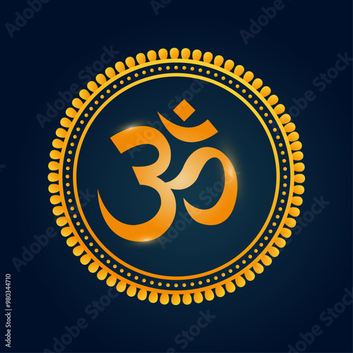 Vector minimalistic illustration of the sacred religious symbol of Hinduism OM mantra