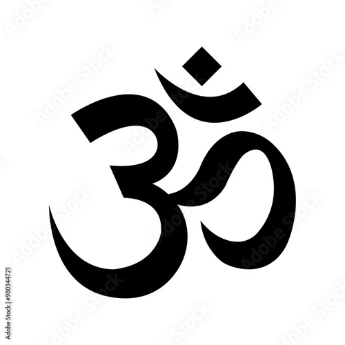 Vector minimalistic illustration of the sacred religious symbol of Hinduism OM mantra