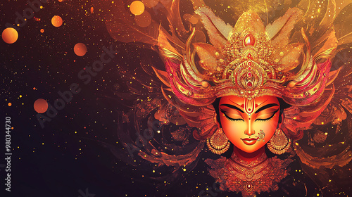 Beautiful Durga Puja and Happy navratri Indian festival decorative background