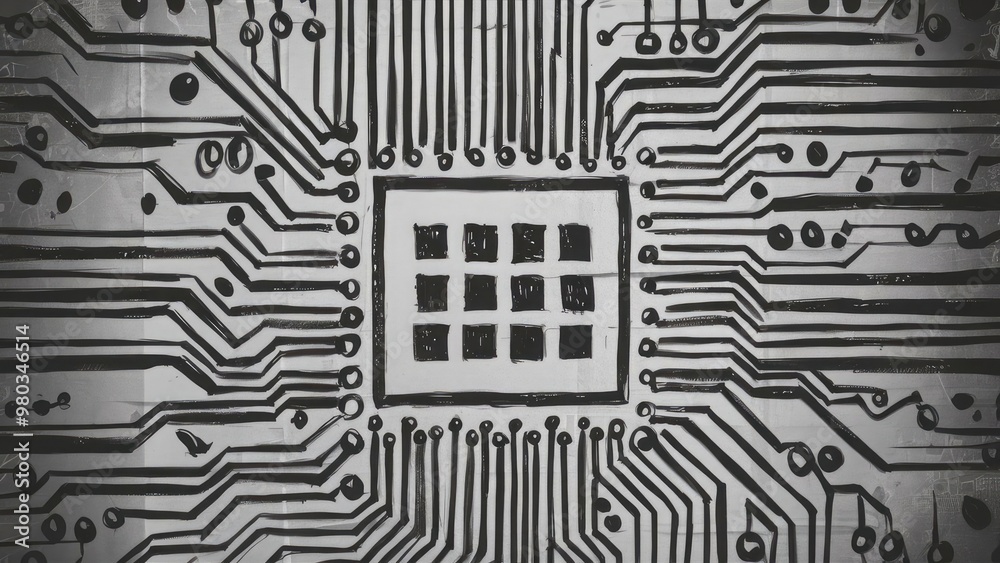 Intricate Microchip Circuitry Close-Up Intricate Microchip Circuitry Close-Up