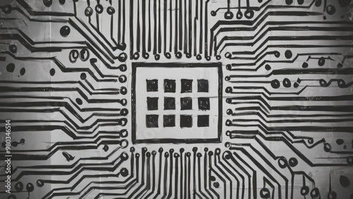 Intricate Microchip Circuitry Close-Up