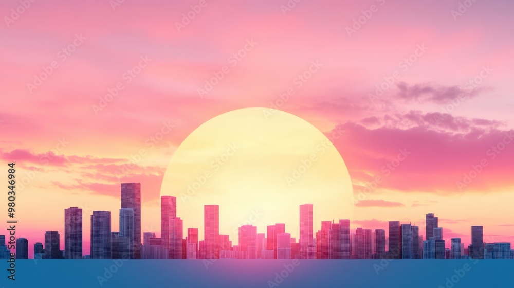 A breathtaking sunset over a city skyline with towering buildings silhouetted against the fiery sky. A breathtaking sunset over a city skyline with towering buildings silhouetted against the fiery sky.