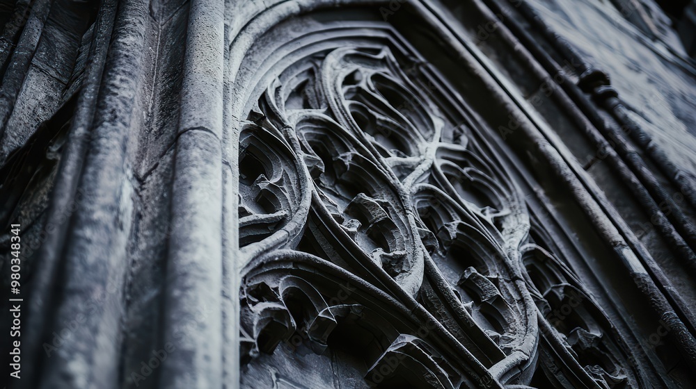 Dark Wallpaper in Gothic Architecture Theme. A close-up of intricate Gothic architecture in dark stone. Dark Wallpaper in Gothic Architecture Theme. A close-up of intricate Gothic architecture in dark stone.