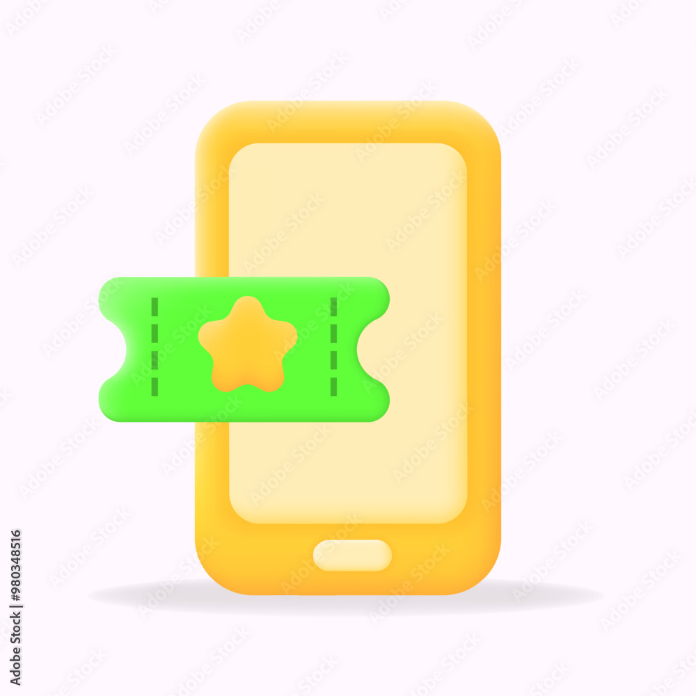 3d vector illustration Mobile ticket icon represents digital ticketing and online booking for events or services. Perfect for apps focused on entertainment, travel, or reservations 3d vector illustration Mobile ticket icon represents digital ticketing and online booking for events or services. Perfect for apps focused on entertainment, travel, or reservations