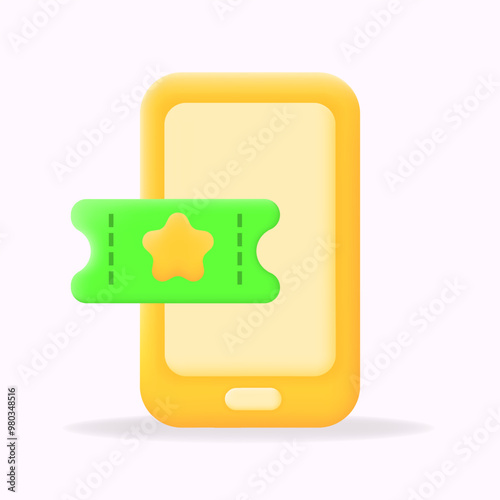 3d vector illustration Mobile ticket icon represents digital ticketing and online booking for events or services. Perfect for apps focused on entertainment, travel, or reservations