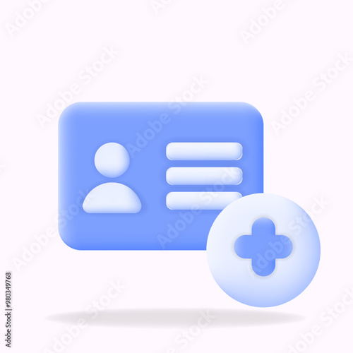 3d vector illustration Profile creation icon with user card and add symbol. Ideal for websites, apps, and user onboarding