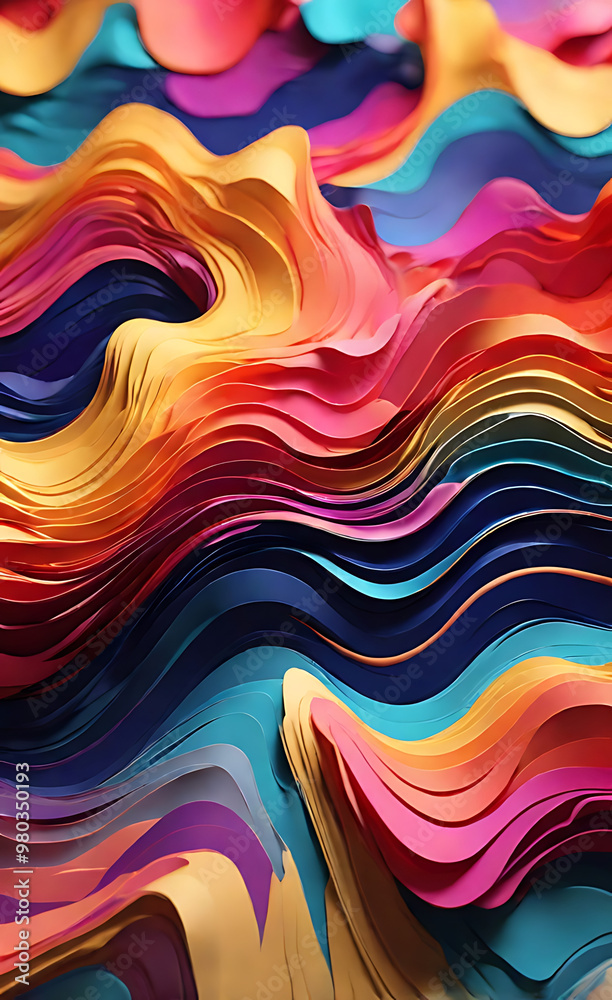 An abstract representation of sound waves visualized as colorful, fluid shapes that ripple across the screen, with soft gradients and dynamic movement for a vibrant mobile wallpaper An abstract representation of sound waves visualized as colorful, fluid shapes that ripple across the screen, with soft gradients and dynamic movement for a vibrant mobile wallpaper