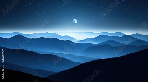 Moonlit Mountains Wallpaper. A dark mountain range under a moonlit sky.