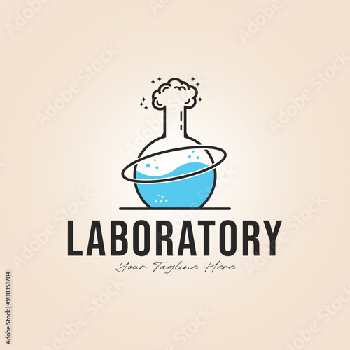 erlenmeyer glass for chemistry laboratory logo vector illustration design