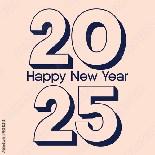 Happy new year 2025 design. With colorful truncated number illustrations. Premium vector design 2025