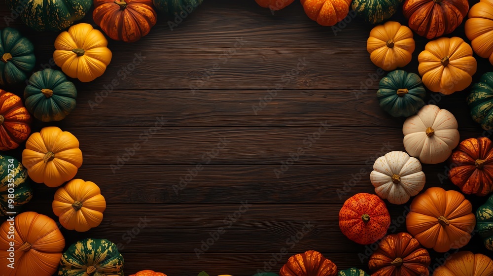 Vibrant pumpkins arranged on a wooden surface, creating a festive fall atmosphere perfect for seasonal decor and celebrations. Vibrant pumpkins arranged on a wooden surface, creating a festive fall atmosphere perfect for seasonal decor and celebrations.