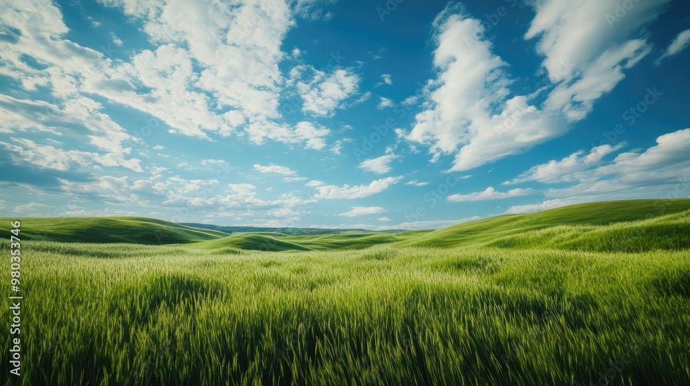 Fototapeta premium Lush Green Grass in a Vibrant Outdoor Landscape