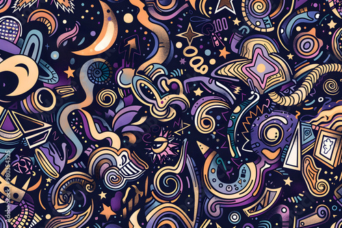 Intricate Playful Whimsical Vector Doodles with Abstract Patterns and Tiny Elements