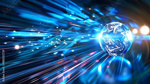 Speedy Data Routes on Tech Map, Business Theme, Background, Technology, Networking, Digital