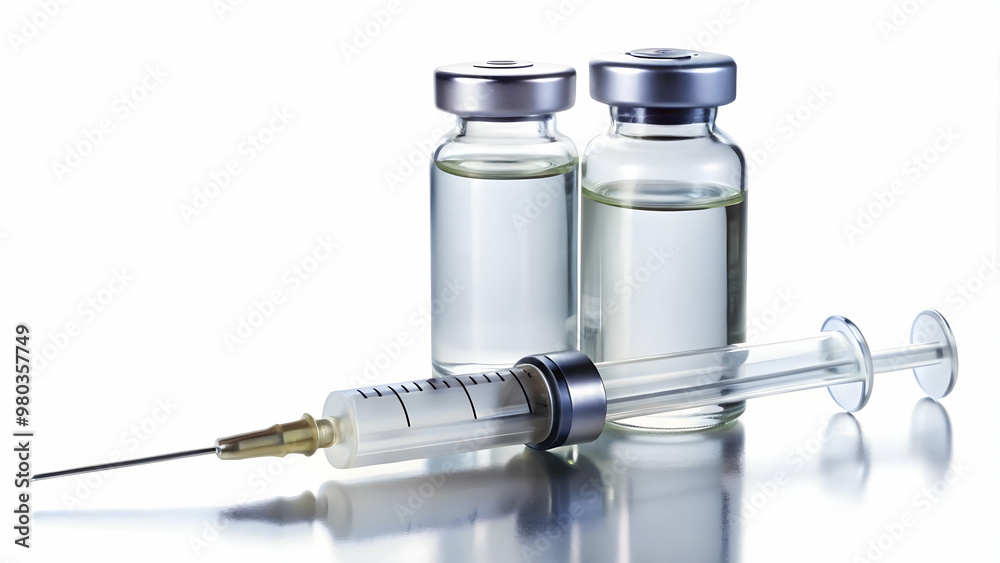 sterile medical syringe ready for vaccination, isolated on white background. sterile medical syringe ready for vaccination, isolated on white background.
