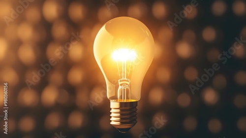 A glowing light bulb illuminating the darkness, symbolizing innovation and bright ideas in a modern design environment.