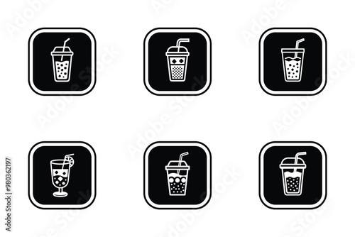 Drink icon bundle set in creative vector style