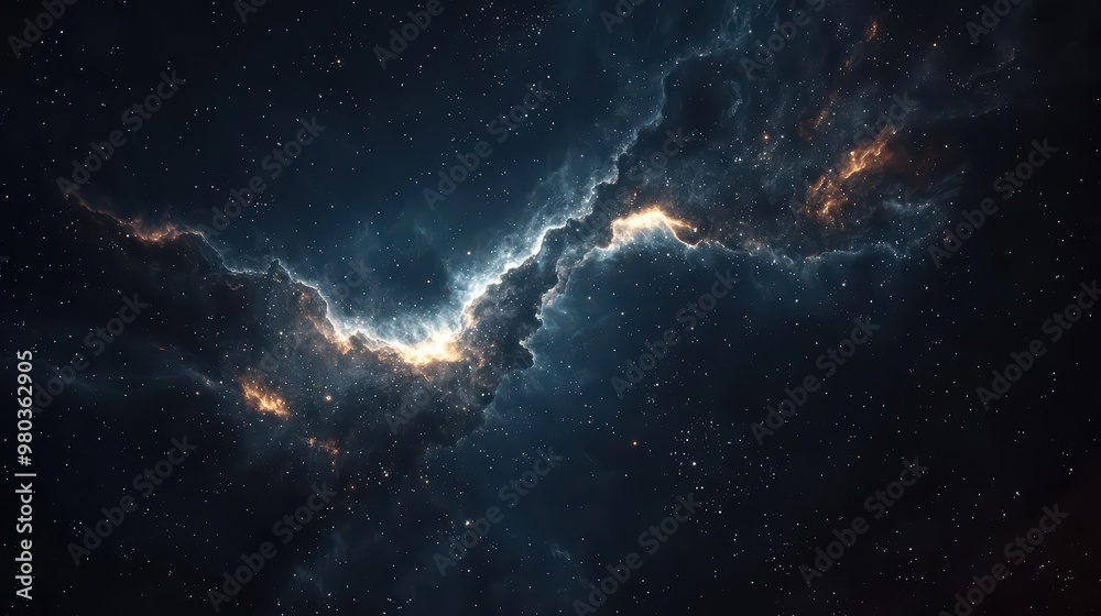 Fototapeta premium Dark Space Nebula Wallpaper. A deep space scene with a dark nebula and distant stars.