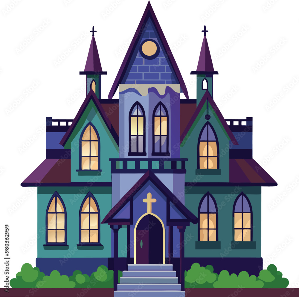Obraz premium Mysterious Gothic House Vector – Available on EPS File 
