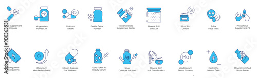Принти на полотні Zinc Supplement, Magnesium Powder Jar, Calcium Tablet, Zeolite Detox Powder, Tra