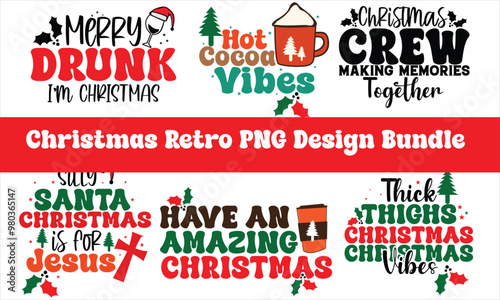 Christmas Retro PNG Design Bundle