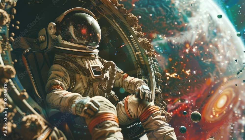 Astronaut in awe of the mesmerizing cosmic wonders during a spacewalk Astronaut in awe of the mesmerizing cosmic wonders during a spacewalk