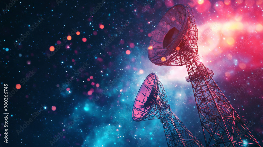 Aerospace-themed abstract background. Radio signals being transmitted from outer space. Aerospace-themed abstract background. Radio signals being transmitted from outer space.
