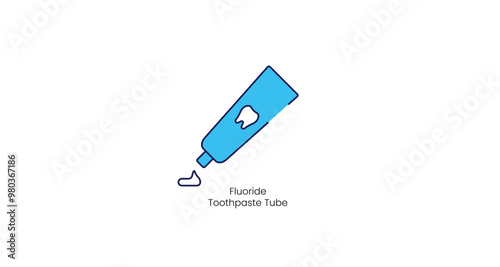 Fluoride Toothpaste Tube Vector Icon for Dental Care