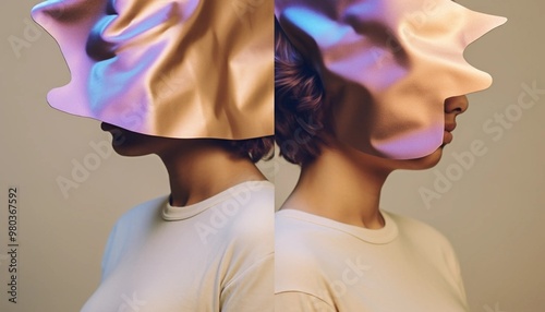 persons in metallic paper mask