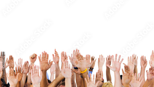 Εκτύπωση καμβά Raised diverse hands png transparent background