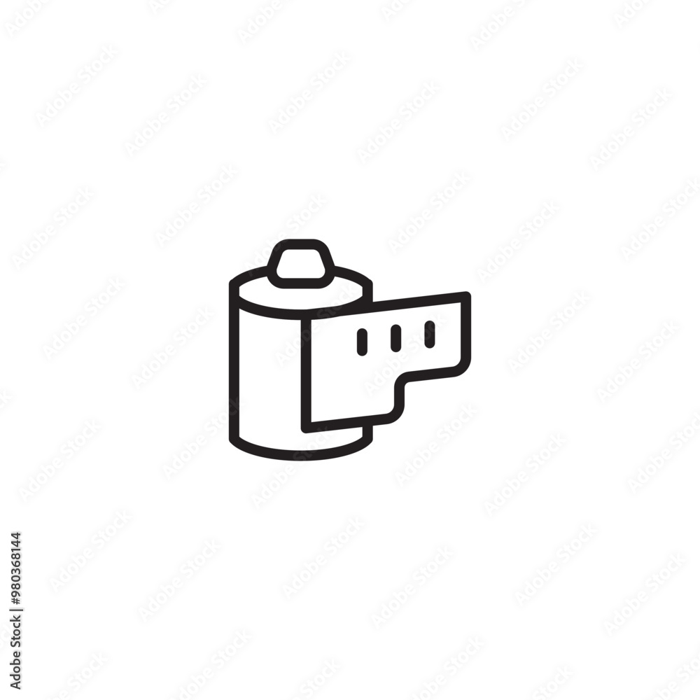 Film roll with film strip icon. Editable icon.