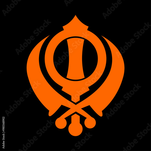 Vector minimalistic Illustration of the holy symbol of Khanda a religious symbol for Sikhs