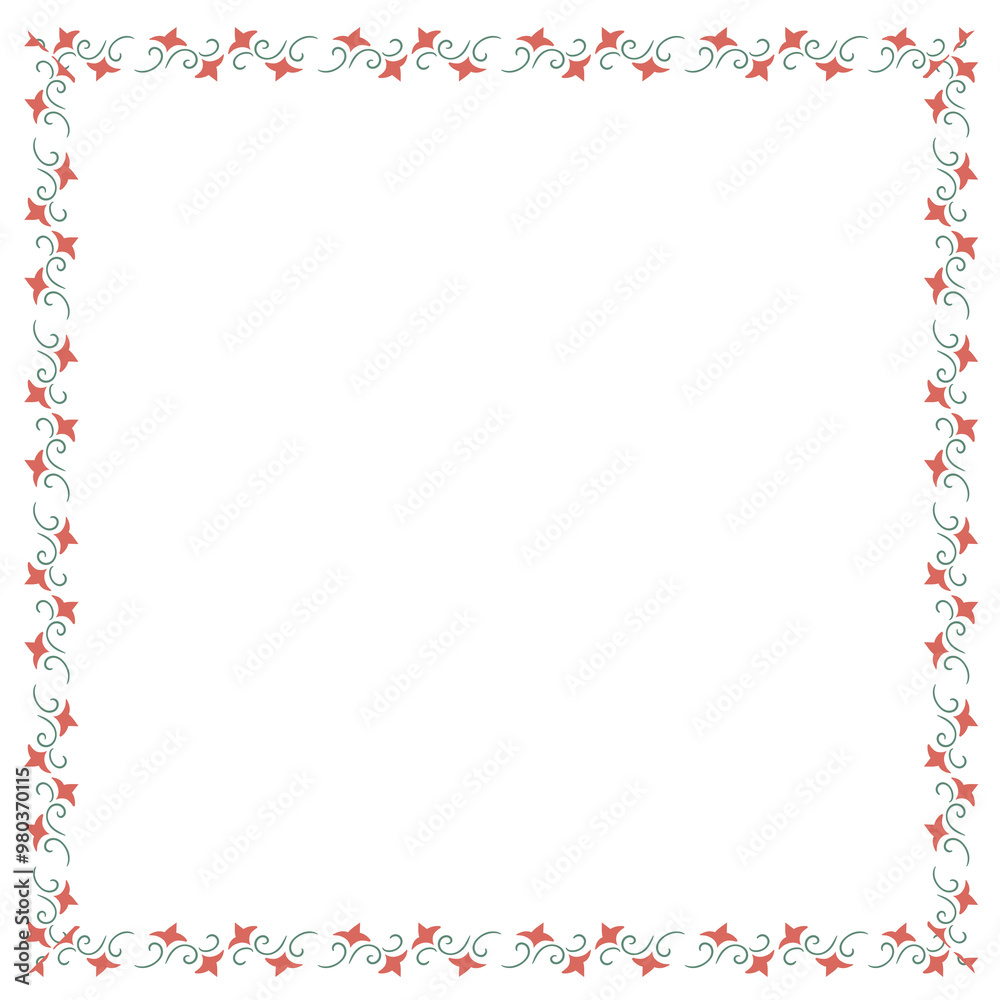 custom made wallpaper toronto digitalSquared red and green leafy frame design element
