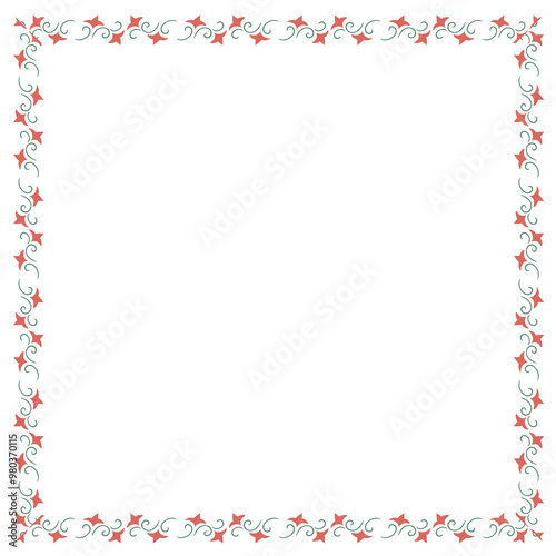 Wallpaper Mural Squared red and green leafy frame design element Torontodigital.ca