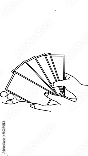 Hand receive money icon design vector,simple illustration of hand and money