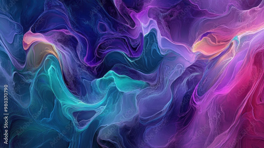 Fototapeta premium Colorful abstract organic wallpaper with flowing curves and intricate patterns, creating a vibrant and mesmerizing background (Generative AI)